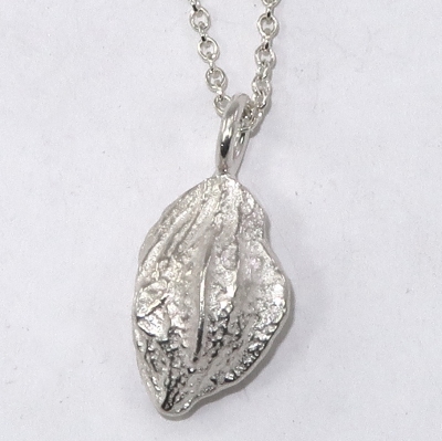 Cast silver plum stone pendant